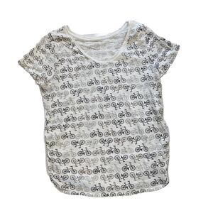 Lane Bryant White Cotton V-Neck Short Sleeve T-Shirt, Bicycles, Glitter, 14-16